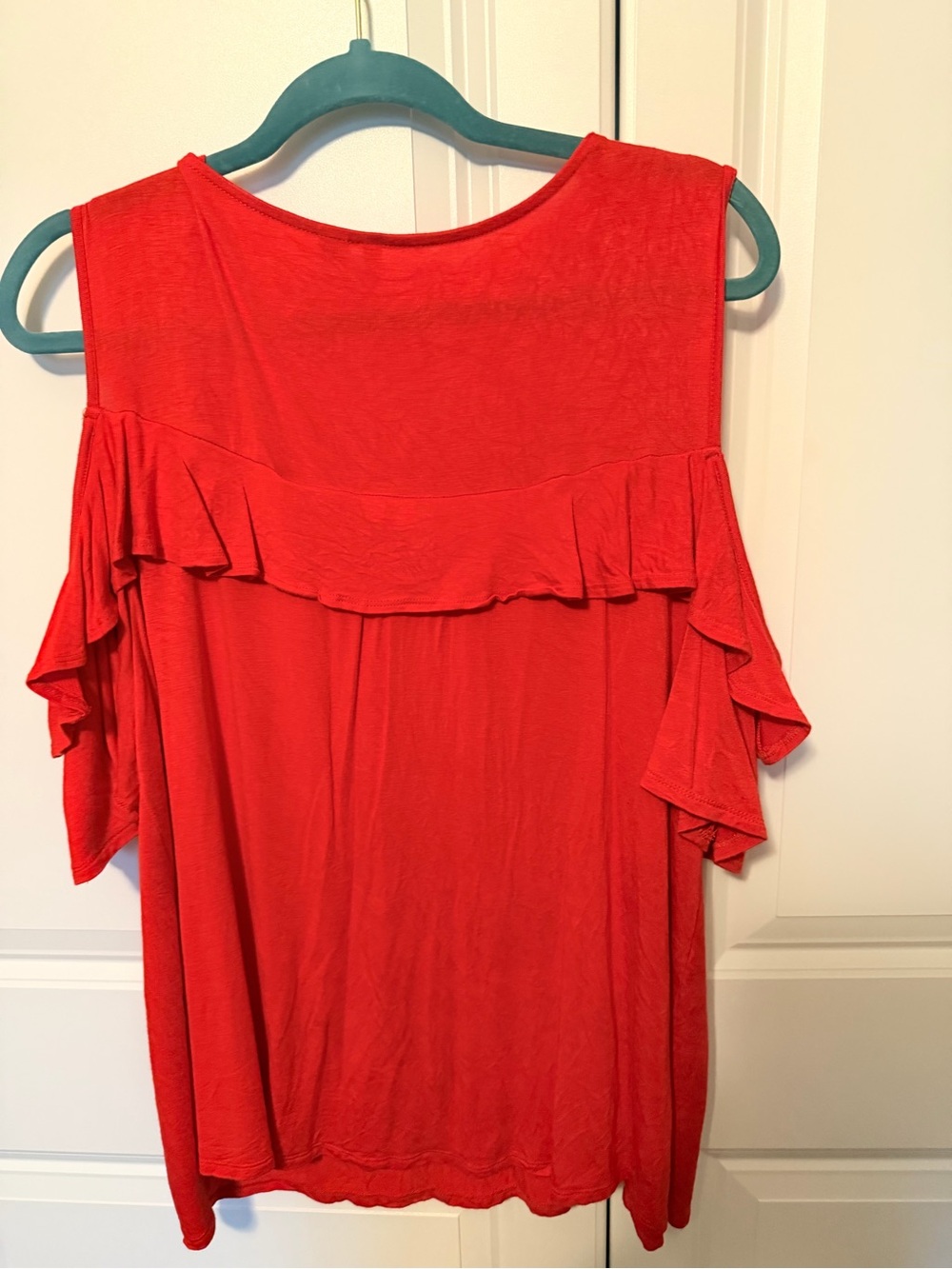 Cato Red Cold-Shoulder Ruffle Top - Picture 5 of 5